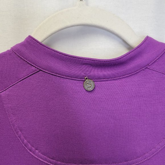 Soft Surroundings Women's PXS Popover Shirt Top Purple Roll Tab Sleeve - Picture 4 of 7